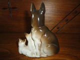 Vintage Bavaria Germany Porcelain German Shepherd Dogs Mother Pups Figurine