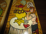 Original Russian Painted on Wood Art Cartoon Man & Woman Artist Signed