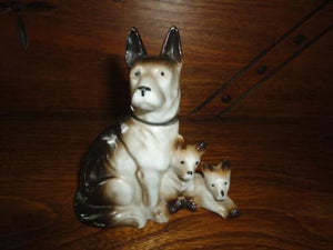 Vintage Bavaria Germany Porcelain German Shepherd Dogs Mother Pups Figurine