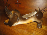 Vintage Retro Dachshund Dog Porcelain Figurine Handpainted w Storage