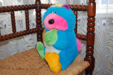 Vintage 70s Germany Teddy Bear Rainbow Plush Thumb Sucking CUTE!