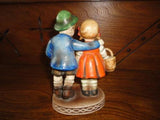 Vintage German Boy and Girl w Flower Basket Porcelain Figurine Hand Painted