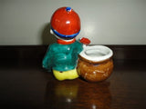 Antique Vintage Porcelain Occupied Japan Man w Instrument Planter Hand Painted