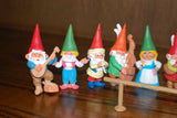 David The Gnome Set of 10 Music Gnomes Rubber Toys Bagpipe Flute Cello