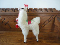 Vintage LLAMA Figure Real Wool 9 inch Tall Bendable Legs