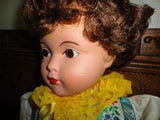 Antique Composition Germany Czech Doll 18 inch Brunette Glass Eyes Marked 46/3