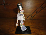 Antique Made in Japan Geisha Girl Lady Miniature Doll Statue 4 inch on Wood Base