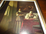 Artist Jan Vermeer van Delft Lady Writing a Letter with Her Maid Swiss Framed