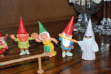 David The Gnome Set of 10 Music Gnomes Rubber Toys Bagpipe Flute Cello