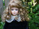 Gorgeous European Porcelain Doll 45 CM Dark Blue Velvet Dress