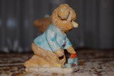 Girl Bear Eating Honey From Bowl & Boy Bear Building Castle Lot of 2 Figurines