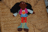 Retro Daisy Black Girl Rag Doll Flower Shirt Star Pants