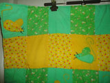Vintage Handmade Patchwork Quilt Cute Mice Green Yellow Flowers Cherries 36"x26"