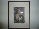 Canadian Artist Helen L. Ness Signed Nr 30/50 Print Doll #10 Wood Frame & Glass