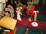 Vintage Wooden Christmas Sleigh 36 Ornaments Mixed Lot Pinocchio Kinkade Bears