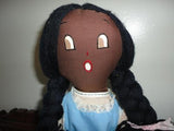 Vintage Dolly Handmade England Stuffed Cotton Doll with Braids 20 inch