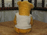 Antique French Pointy Nose Teddy Bear 1920s 1930s Yellow Silk Mohair Glass Eyes