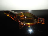 Vintage Amber Glass Artwork SEAL Dish Figurine 9 inch STUNNING