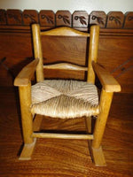 Vintage Wooden Rattan Rocking Chair Doll or Bear Handmade