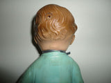 Antique Green Rubber Squeaker Baby Boy Doll Reliable Toy Canada Glass Eyes 10in.