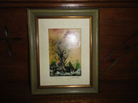 Original Oil Painting Germany Tree Scenery 4 x 2.5 inch Artist Signed L'Olivier