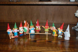 David The Gnome Set of 10 Music Gnomes Rubber Toys Bagpipe Flute Cello