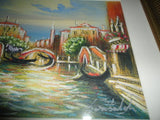 Scene of Venice Three Bridges Original Oil Pastel Painting Signed by the Artist