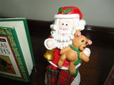 Christmas Set of 3 HC Miniature Books & Santa Figure