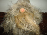 Large Real Fur TROLL GNOME Doll Figure Wood Walking Stick 18 inch Handmade OOAK