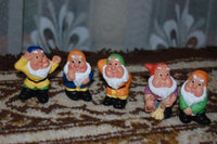 5 Dwarf Statues Clay Hand Painted Snow White & 7 Dwarves