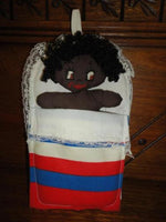 Vintage African Black Baby Doll in Bed Sleeping / Awake Two Sided Face