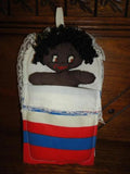 Vintage African Black Baby Doll in Bed Sleeping / Awake Two Sided Face