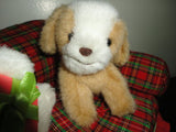 Russ Berrie KITTEN CAT & PUPPY DOG Sitting Plaid Sofa w Present Item 6352 CUTE !