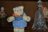 Antique Set of 2 Boy Girl Hermann Cats Germany Mohair Striped Cat 14cm 1960s