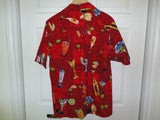 Bill Blass Mens Short Sleeve Sz S Red Casual Shirt Cocktails Martini Olive Drink