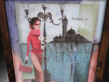 Weekends in Venice ITALY Chic Art Deco Picture Wooden Frame Fashion Woman Shops