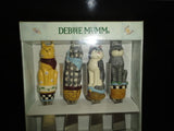 Artist Debbie Mumm Garden Cat Jelly Cheese Spreaders Wood Steel Carved Boxed Set