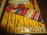 Original Russian Painted on Wood Art Cartoon Man & Woman Artist Signed