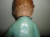 Antique Green Rubber Squeaker Baby Boy Doll Reliable Toy Canada Glass Eyes 10in.