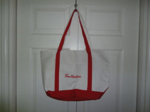 Tim Hortons Horton's TOTE BAG Canvas Red & Beige New RARE