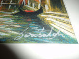 Scene of Venice Three Bridges Original Oil Pastel Painting Signed by the Artist