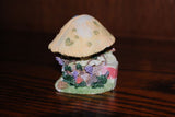 2 Mice in a Gnome Mushroom House Hinged to Open Hand Painted Figurine