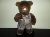 Gund Bear Tales Vintage 1985 Brown Bear in Overalls 15 inch ADORABLE