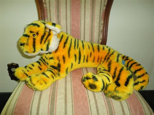 Antique 1978 Dakin Large Laying Tiger 24 inch Stuffed Ground Nutshell Airbrushed