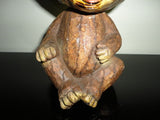Bear Bobblehead Heavy Solid Wood Statue Hand Carved 7 inch RARE
