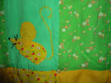 Vintage Handmade Patchwork Quilt Cute Mice Green Yellow Flowers Cherries 36"x26"