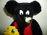 OOAK Handmade Comical BLACK BEAR Bee on Nose Suede Paws 15"