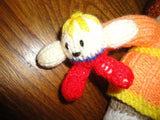 Handmade Knitted Little Girl Doll w Humpty Dumpty and Book One of a Kind 7 Inch