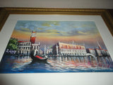 Lagoon Scene of Venice City Original Oil Pastel Painting Signed by the Artist