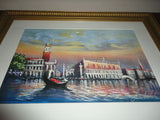 Lagoon Scene of Venice City Original Oil Pastel Painting Signed by the Artist